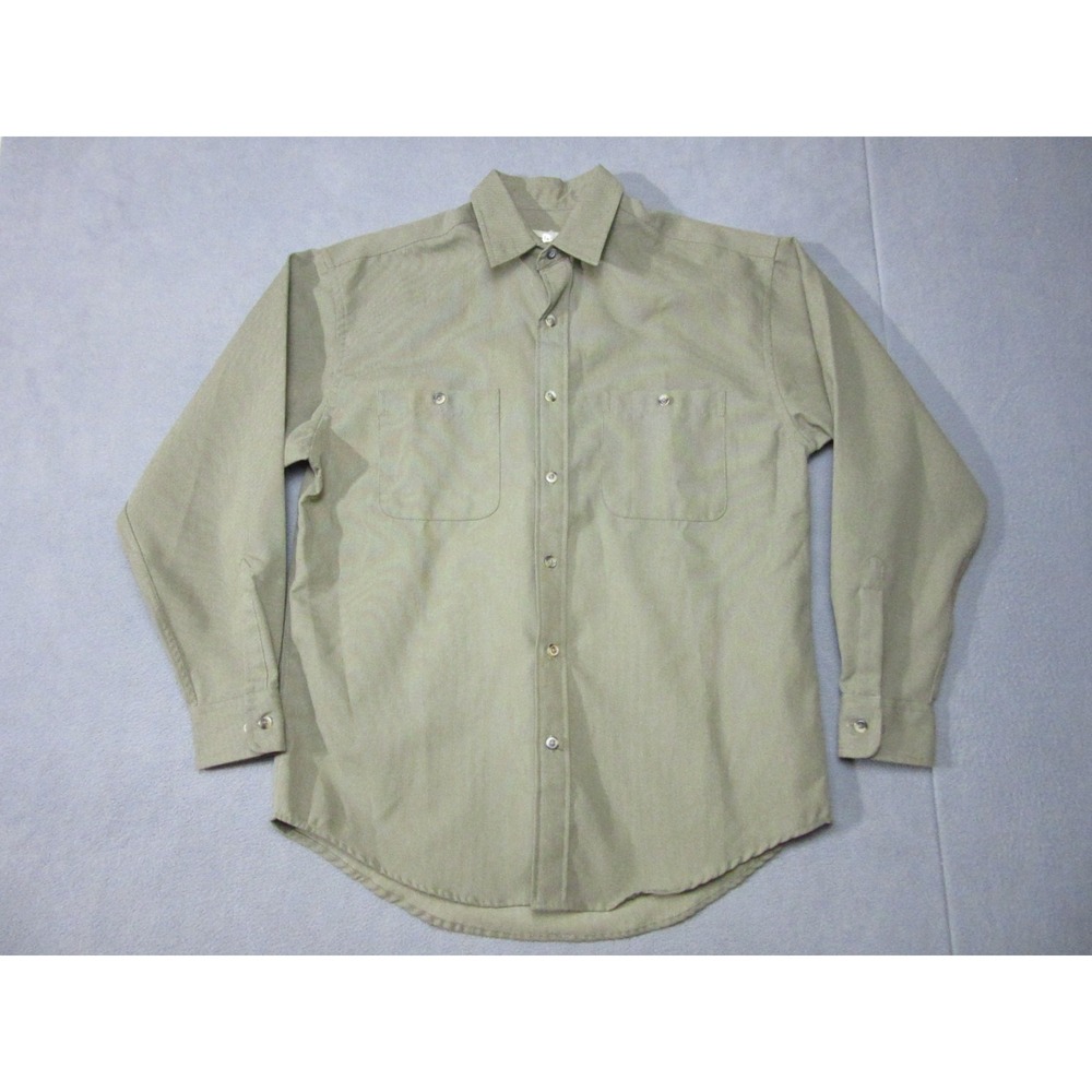 Sunweave Shirt Mens Medium Green Outdoor Casual Hiking Long Sleeve Pockets Vtg